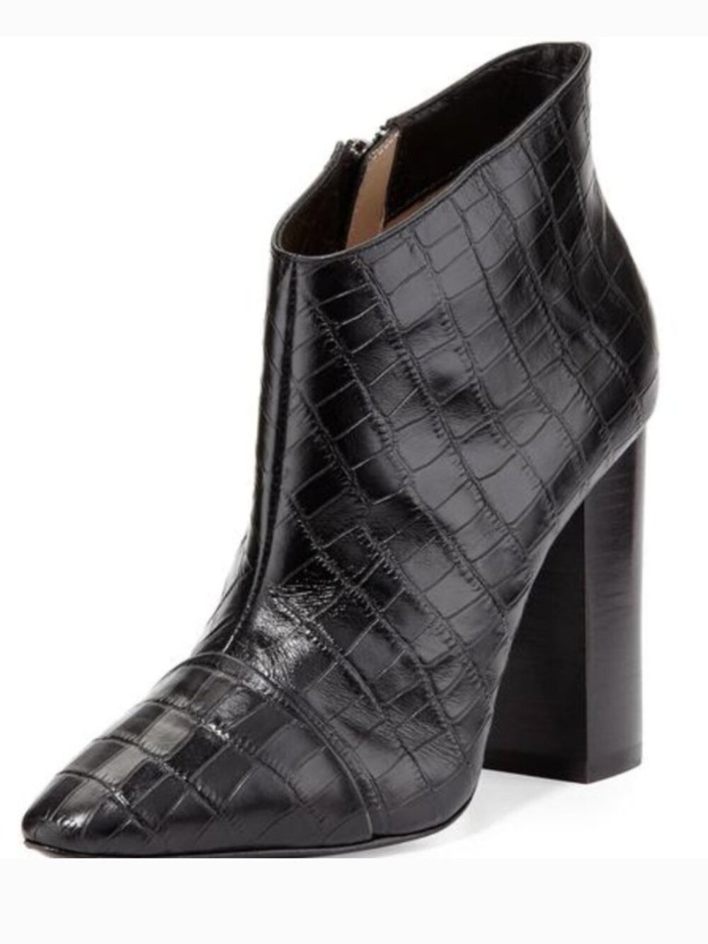 Y2K Pour La Victoire Black Croc Embossed Leather Ankle Boots 9.5 Indie Sleaze